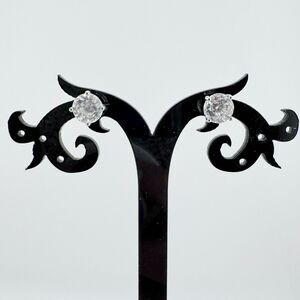 925 Sterling Silver Cubic Zirconia CZ Stud Earrings Classic Brilliant Cut Glam